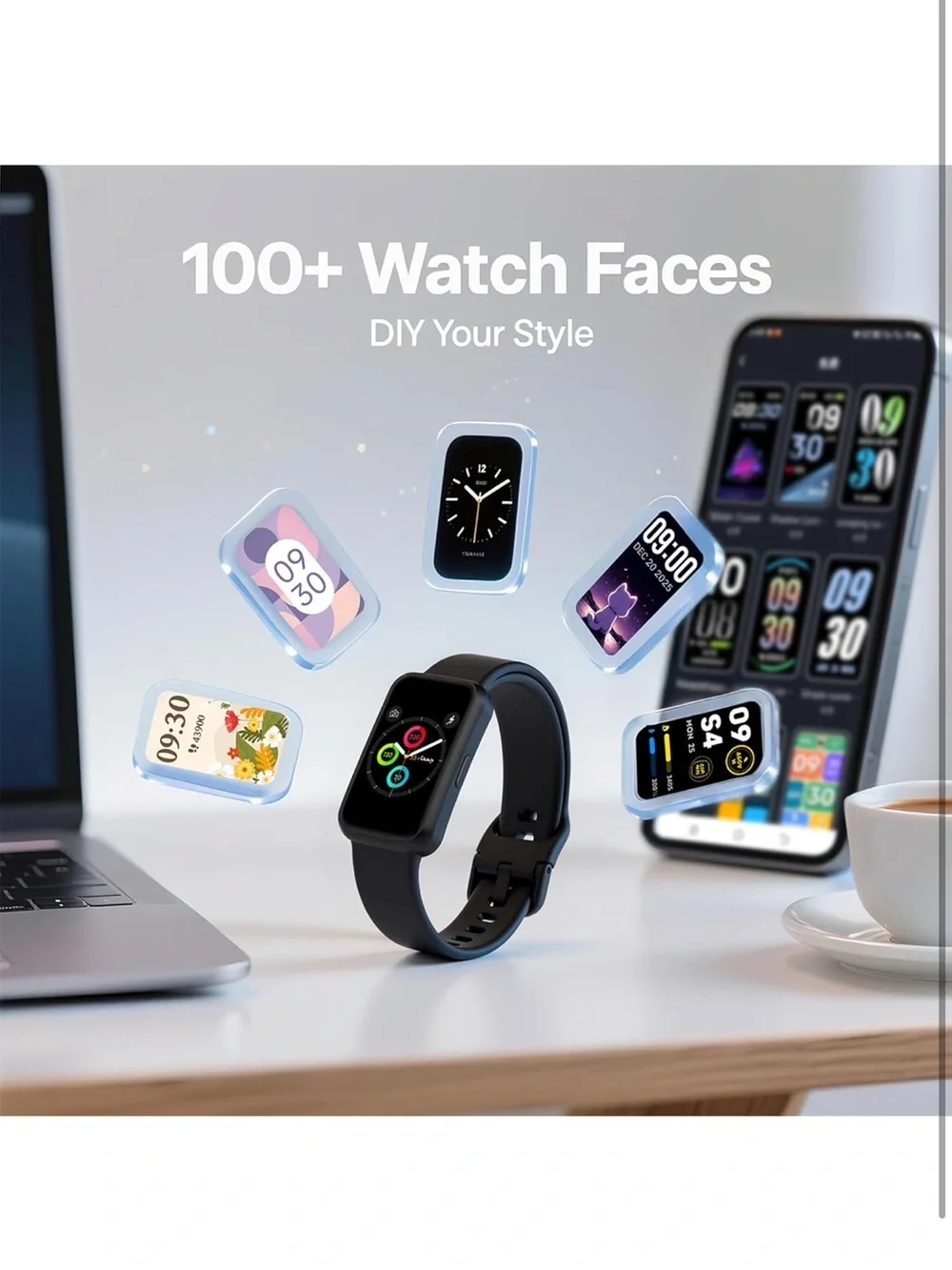 Fitness Tracker watch 1.47” HD smart band 24/7 heart rate &spO2 tracking